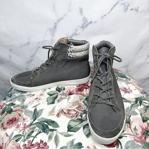 Joie | Devon Perforated Grey Suede High-Top Sneaker | 41 (11) - Picture 13 of 15